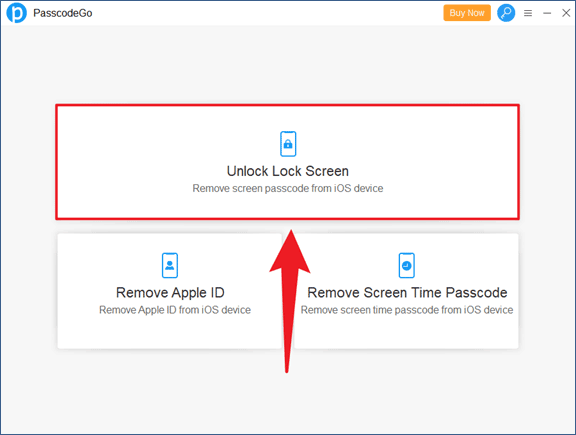 Choose ‘Unlock Lock Screen’ which is the first feature on the top of PasscodeGo.