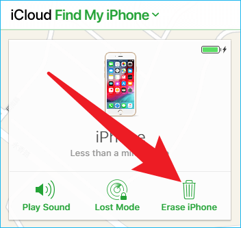 find erase iphone on the pop up window and click it 